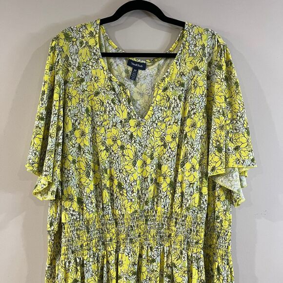 ModCloth Yellow Floral Smocked Midi Dress size 4X - Picture 2 of 6